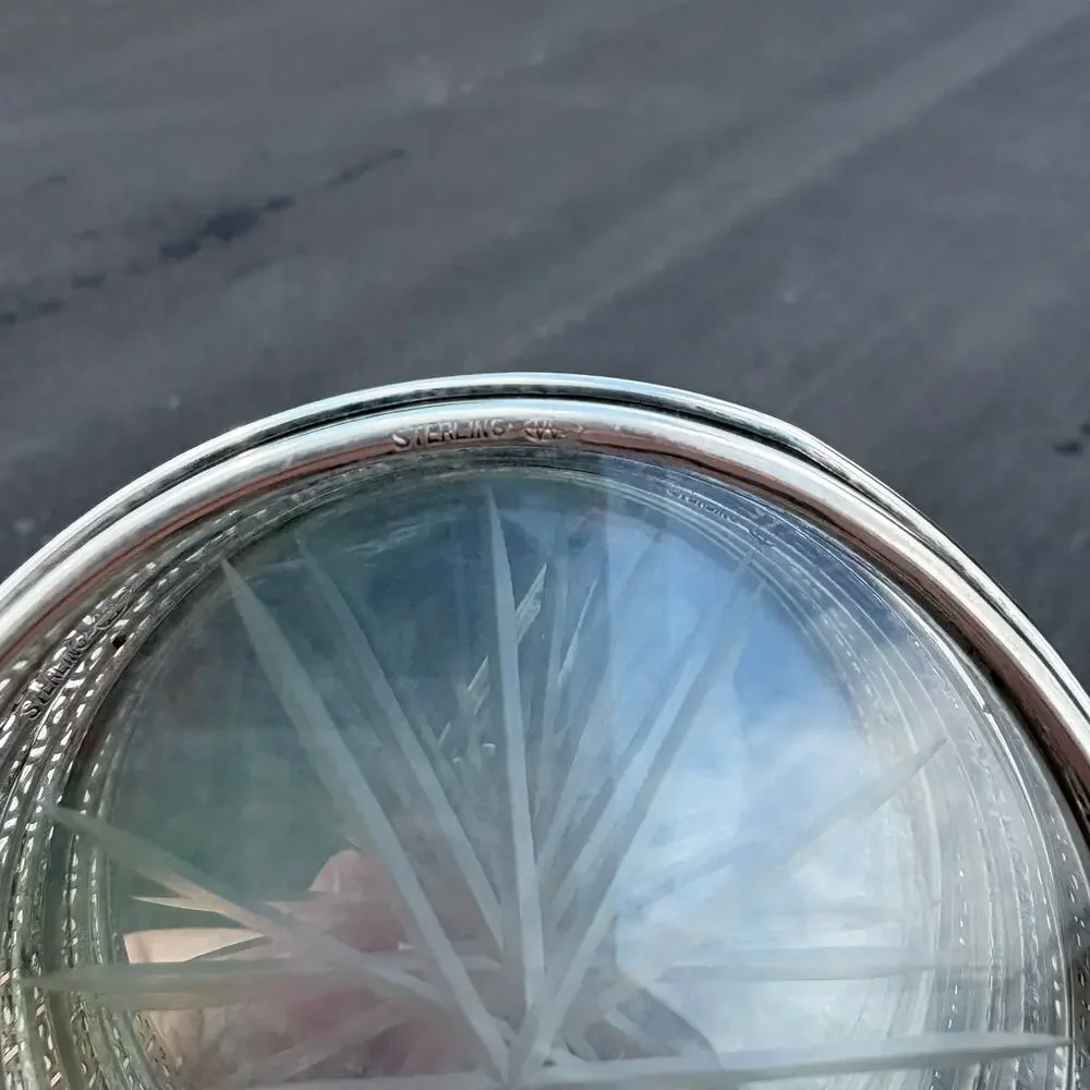 Art Deco Sterling Silver and Cut Glass Coaster Set (8)